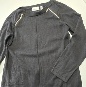 Black Sweater with Gold Zipper Accents